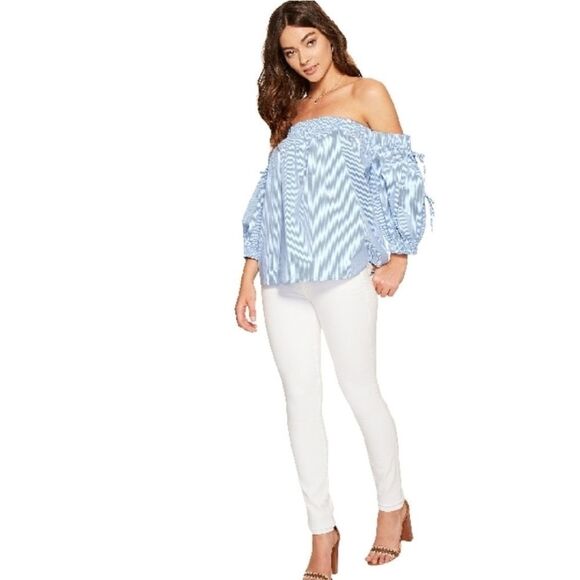 1. state off shoulder blouse with ties - Picture 2 of 8